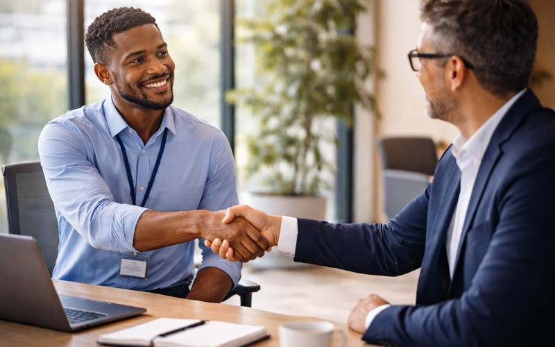 IT consultant meeting with client